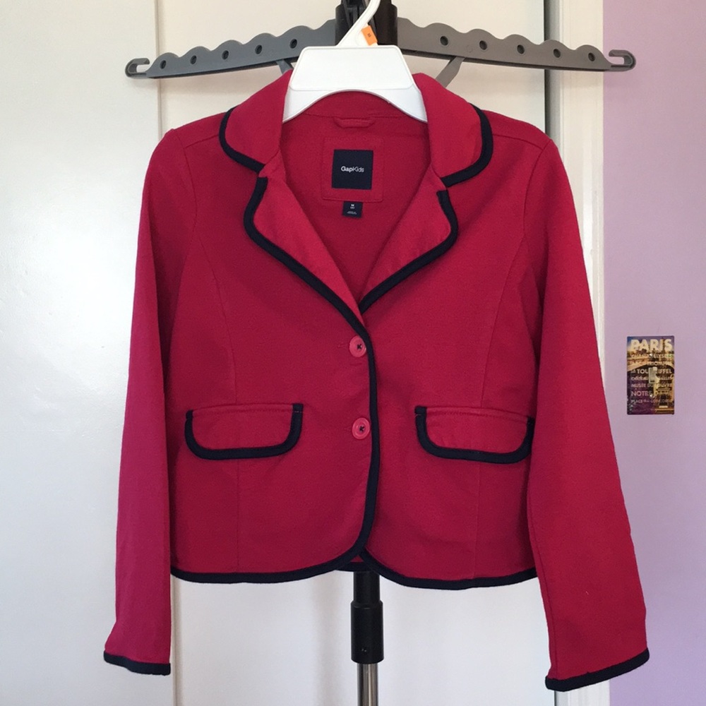 Girl’s Red Blazer with Navy Trim